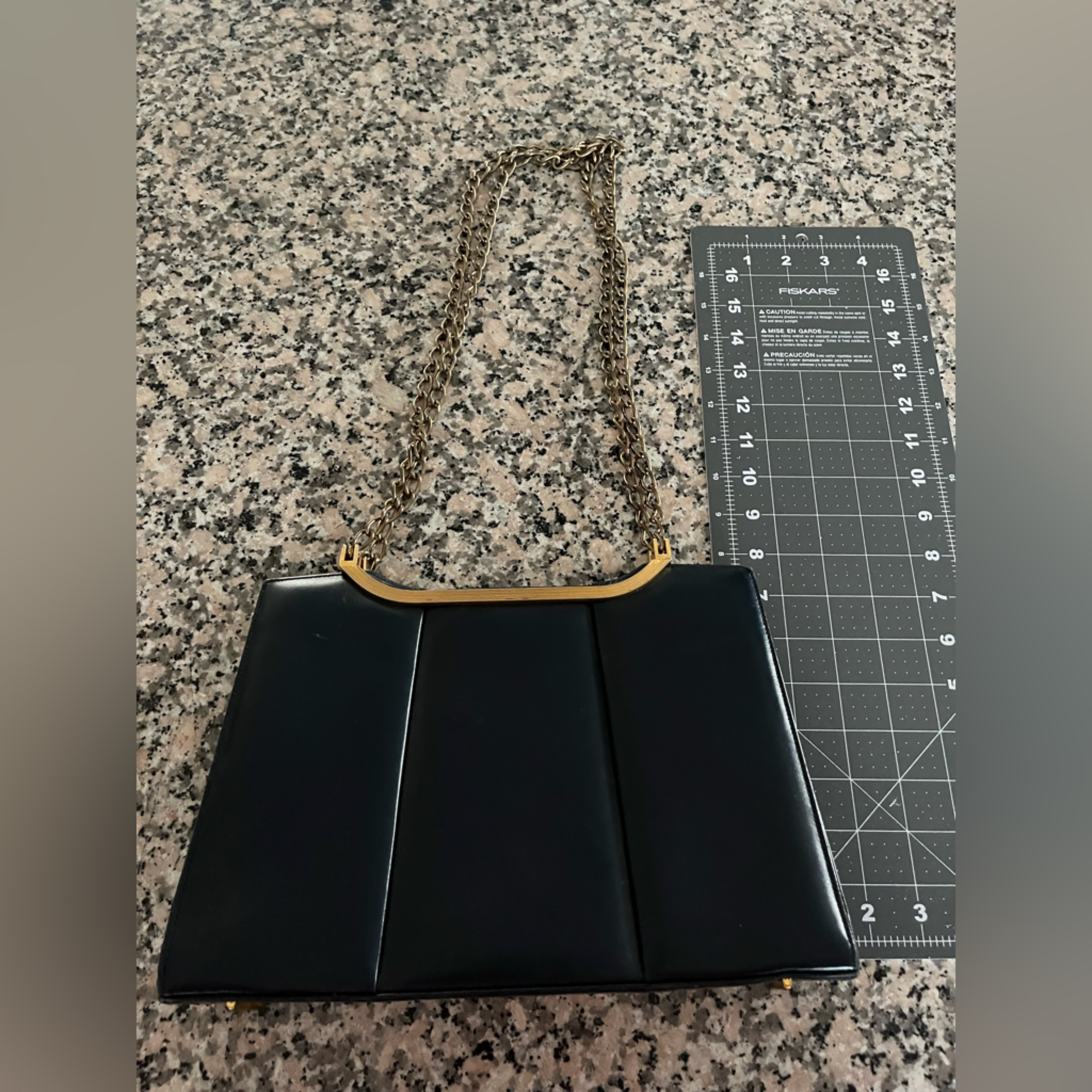 Vintage Black Leather Shoulder Bag